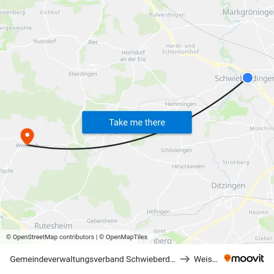 Gemeindeverwaltungsverband Schwieberdingen-Hemmingen to Weissach map