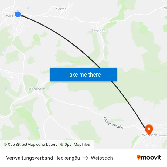 Verwaltungsverband Heckengäu to Weissach map