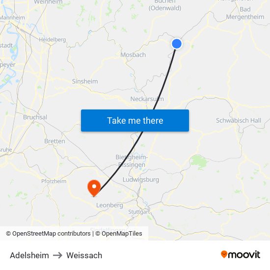 Adelsheim to Weissach map