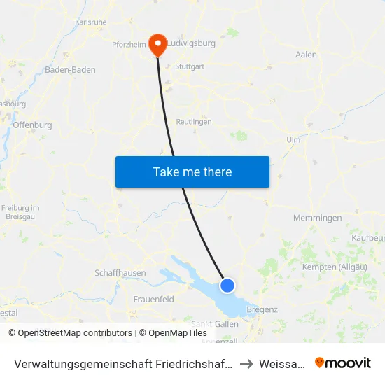 Verwaltungsgemeinschaft Friedrichshafen to Weissach map