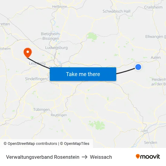 Verwaltungsverband Rosenstein to Weissach map