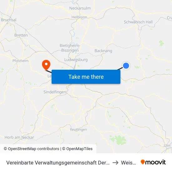 Vereinbarte Verwaltungsgemeinschaft Der Stadt Welzheim to Weissach map