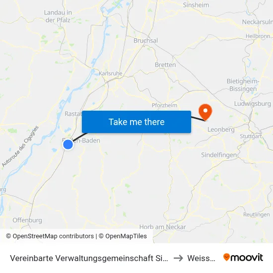 Vereinbarte Verwaltungsgemeinschaft Sinzheim to Weissach map