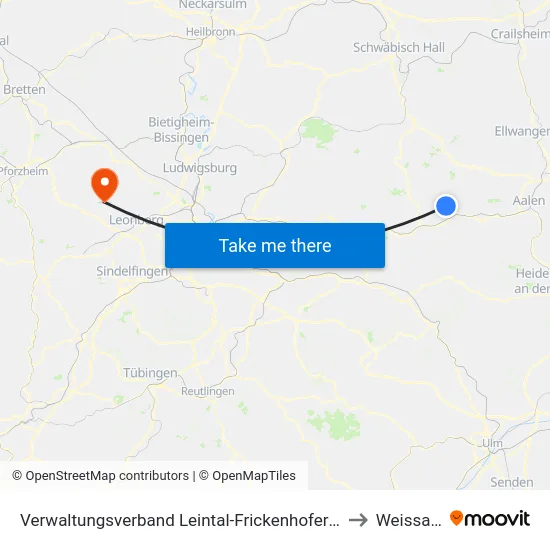 Verwaltungsverband Leintal-Frickenhofer Höhe to Weissach map