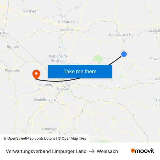 Verwaltungsverband Limpurger Land to Weissach map