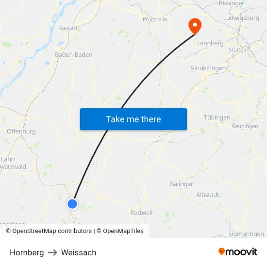 Hornberg to Weissach map