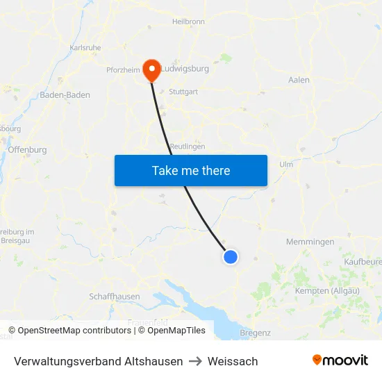 Verwaltungsverband Altshausen to Weissach map