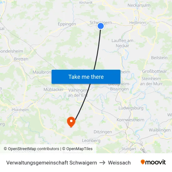 Verwaltungsgemeinschaft Schwaigern to Weissach map