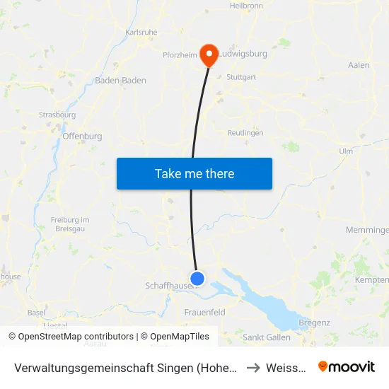 Verwaltungsgemeinschaft Singen (Hohentwiel) to Weissach map