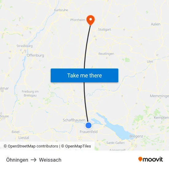 Öhningen to Weissach map
