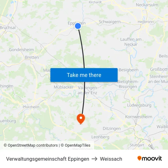 Verwaltungsgemeinschaft Eppingen to Weissach map