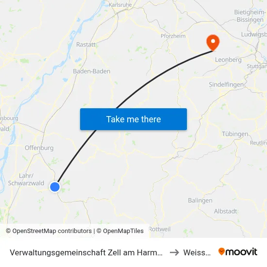 Verwaltungsgemeinschaft Zell am Harmersbach to Weissach map