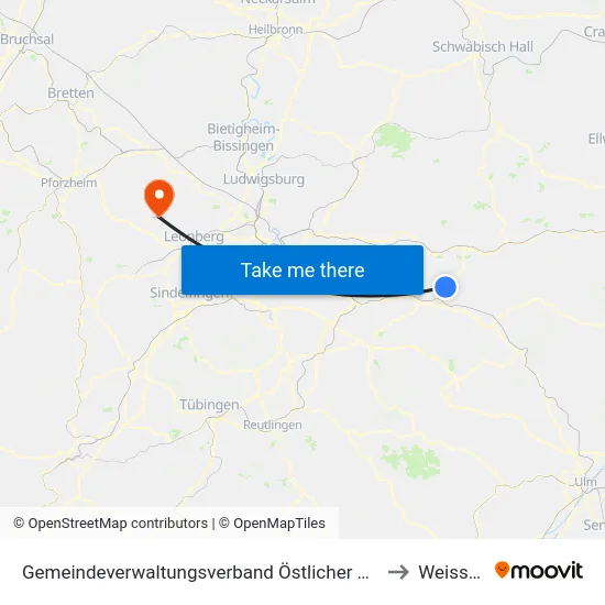 Gemeindeverwaltungsverband Östlicher Schurwald to Weissach map