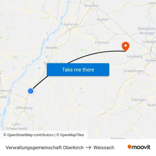Verwaltungsgemeinschaft Oberkirch to Weissach map