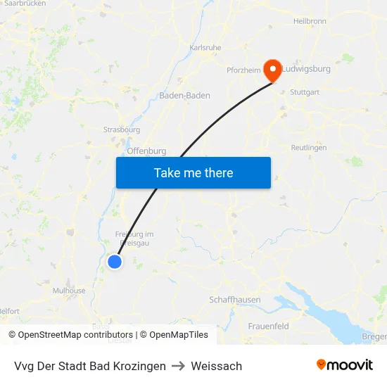 Vvg Der Stadt Bad Krozingen to Weissach map