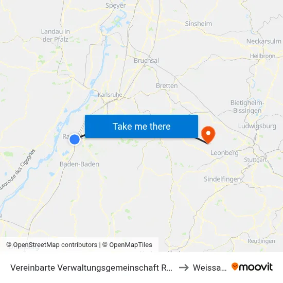 Vereinbarte Verwaltungsgemeinschaft Rastatt to Weissach map
