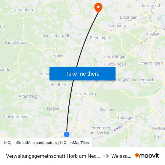 Verwaltungsgemeinschaft Horb am Neckar to Weissach map