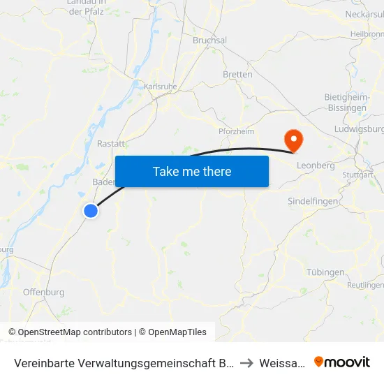 Vereinbarte Verwaltungsgemeinschaft Bühl to Weissach map