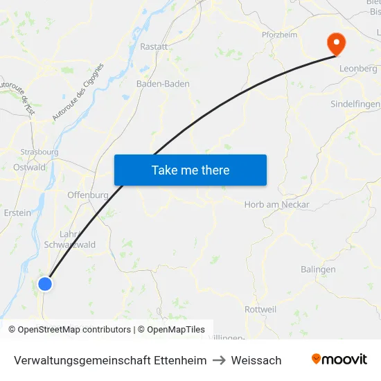 Verwaltungsgemeinschaft Ettenheim to Weissach map