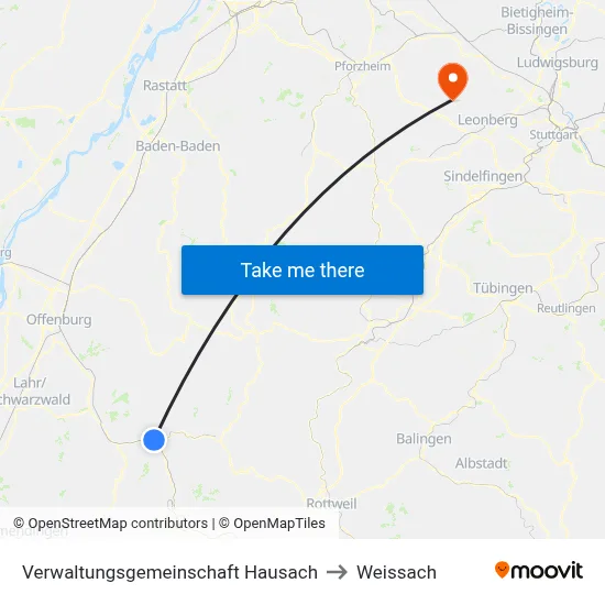Verwaltungsgemeinschaft Hausach to Weissach map