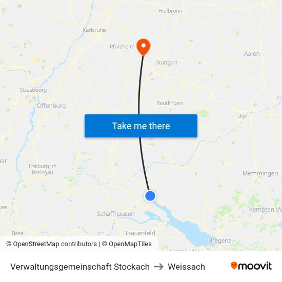 Verwaltungsgemeinschaft Stockach to Weissach map