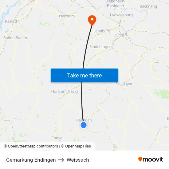 Gemarkung Endingen to Weissach map