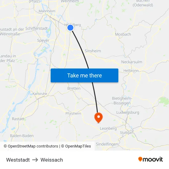 Weststadt to Weissach map
