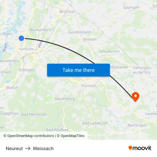 Neureut to Weissach map