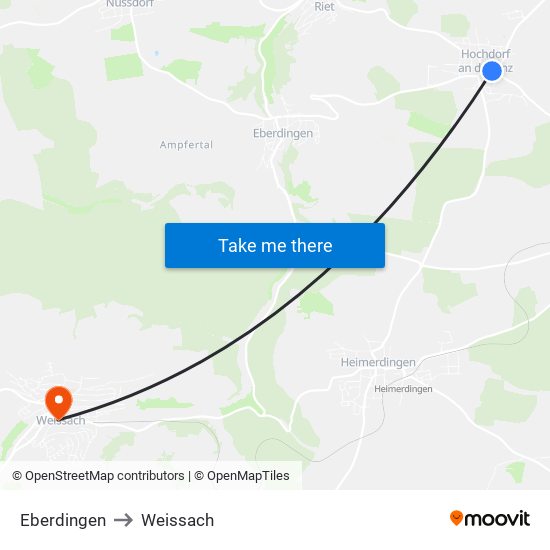 Eberdingen to Weissach map