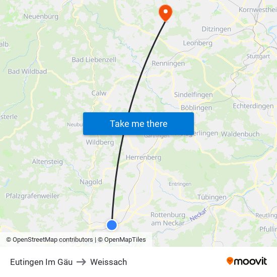 Eutingen Im Gäu to Weissach map