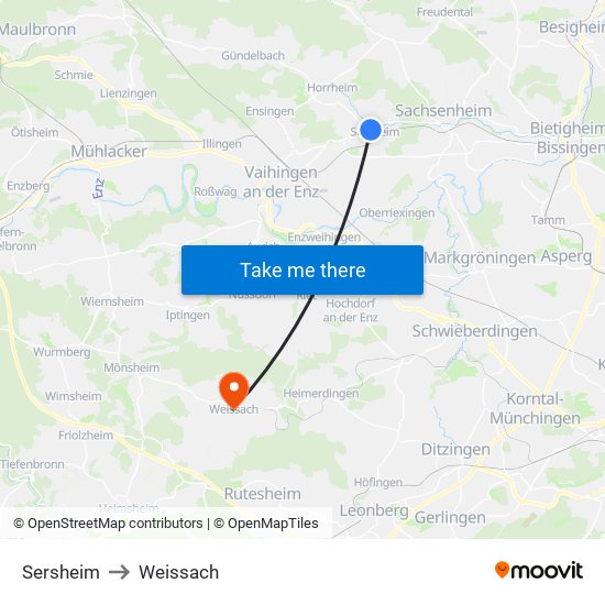 Sersheim to Weissach map