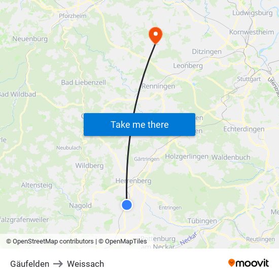 Gäufelden to Weissach map