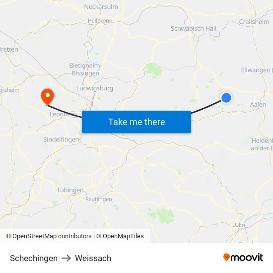 Schechingen to Weissach map