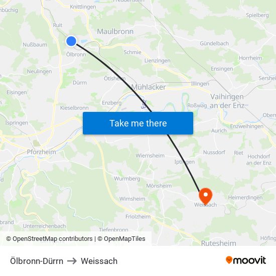 Ölbronn-Dürrn to Weissach map