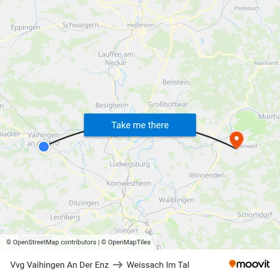 Vvg Vaihingen An Der Enz to Weissach Im Tal map