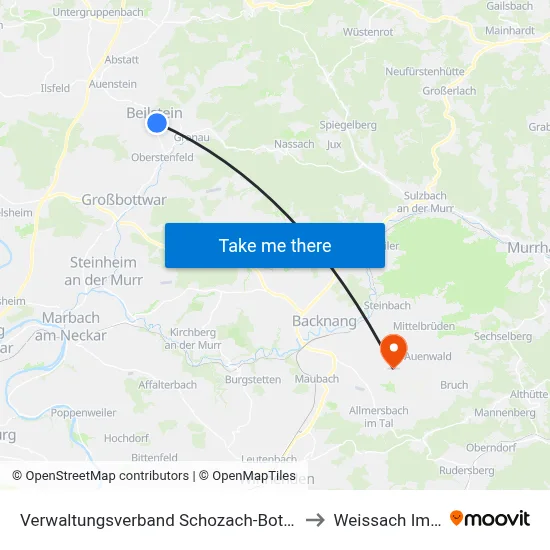Verwaltungsverband Schozach-Bottwartal to Weissach Im Tal map