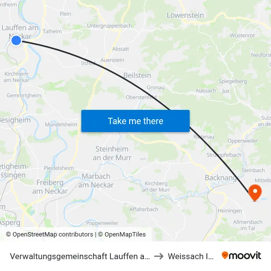 Verwaltungsgemeinschaft Lauffen am Neckar to Weissach Im Tal map