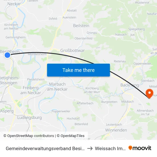 Gemeindeverwaltungsverband Besigheim to Weissach Im Tal map