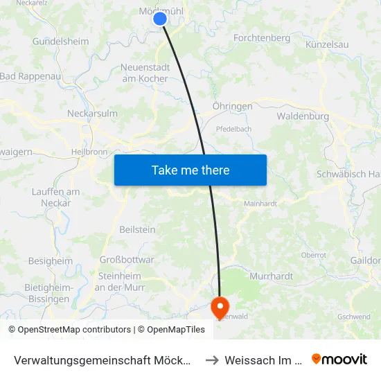 Verwaltungsgemeinschaft Möckmühl to Weissach Im Tal map