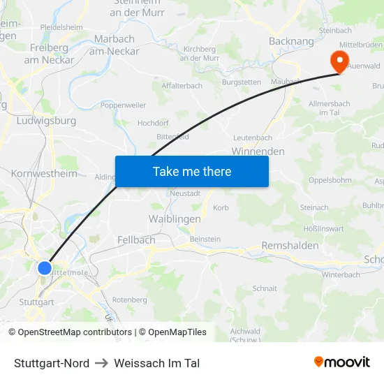 Stuttgart-Nord to Weissach Im Tal map