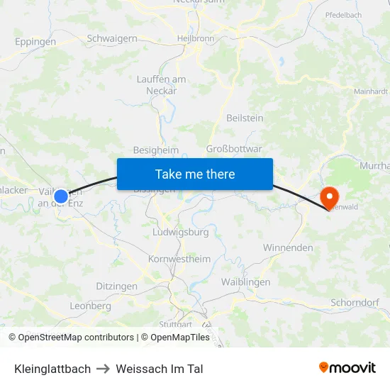 Kleinglattbach to Weissach Im Tal map