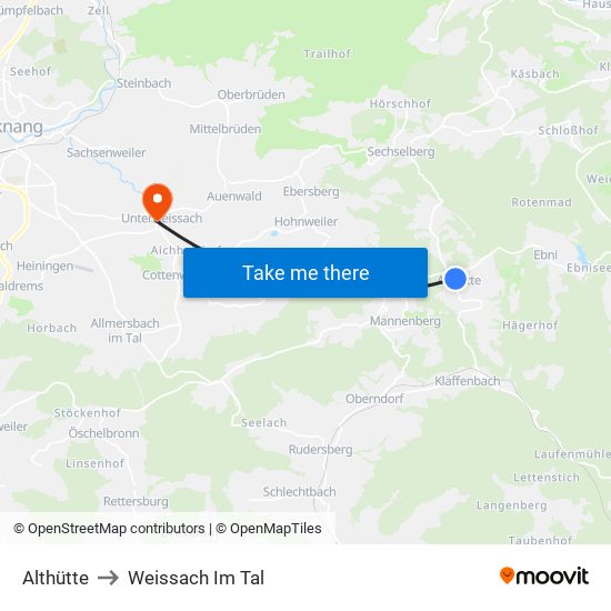 Althütte to Weissach Im Tal map