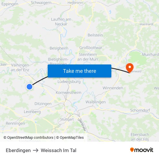 Eberdingen to Weissach Im Tal map