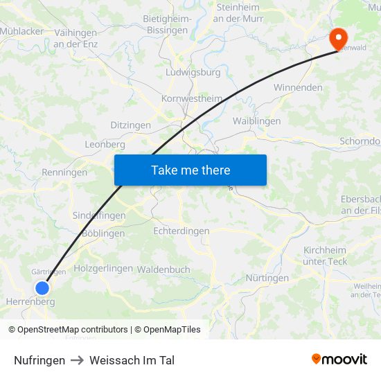 Nufringen to Weissach Im Tal map
