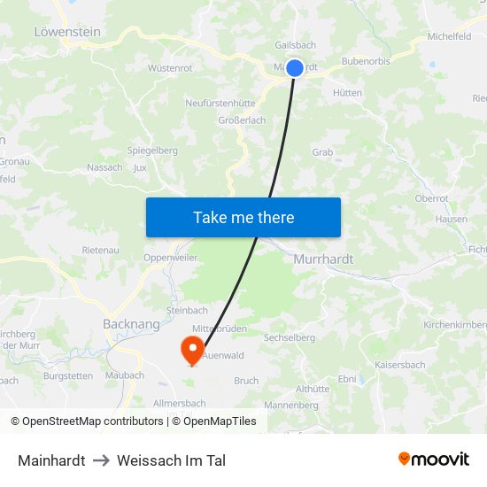 Mainhardt to Weissach Im Tal map