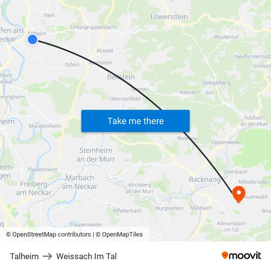 Talheim to Weissach Im Tal map