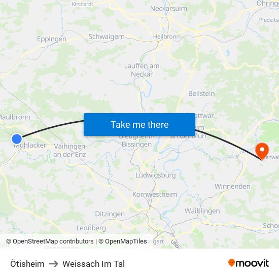 Ötisheim to Weissach Im Tal map