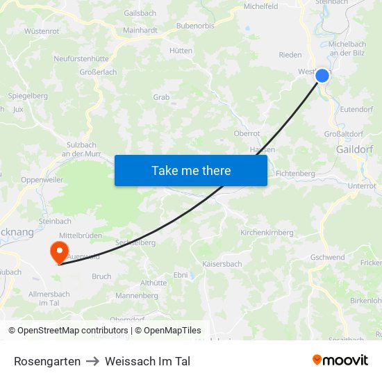 Rosengarten to Weissach Im Tal map