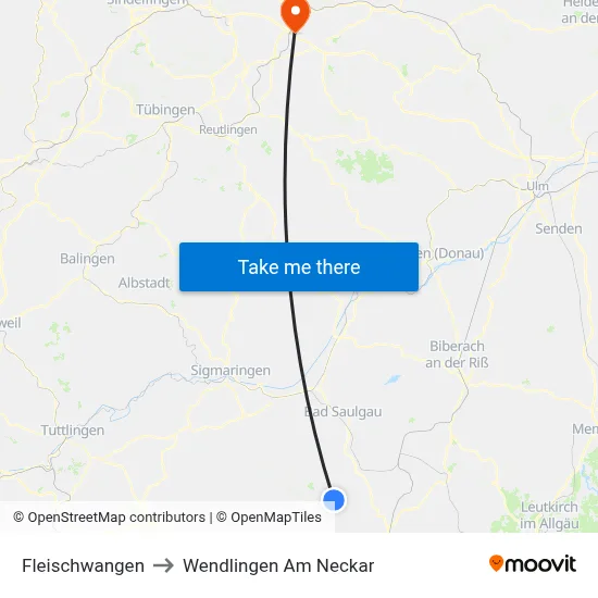 Fleischwangen to Wendlingen Am Neckar map