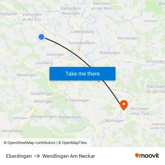 Eberdingen to Wendlingen Am Neckar map